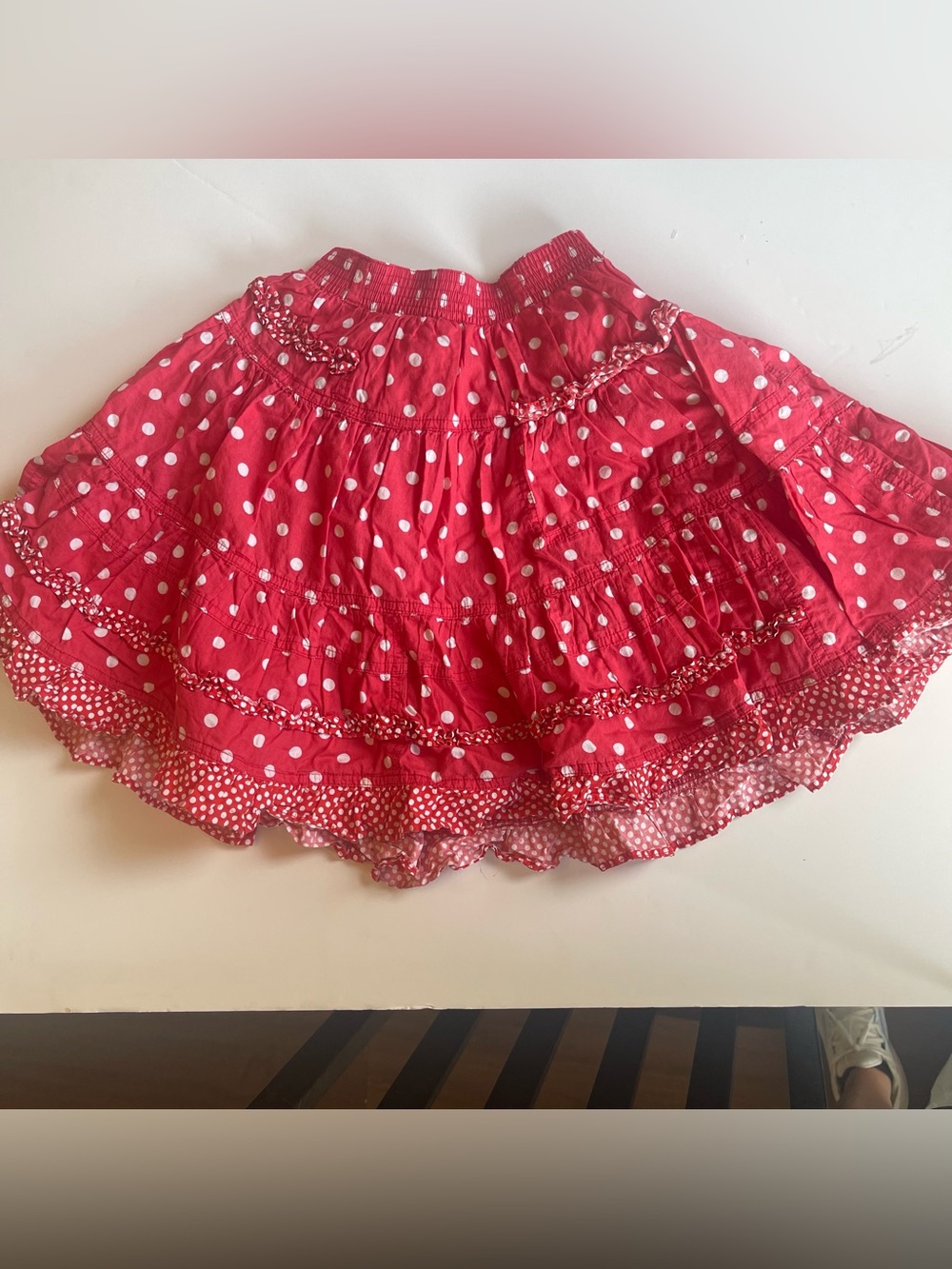 Oilily Girls Red White Polka Dot Ruffle Twirl Skirt Sz 128 Euro Boutique Disney